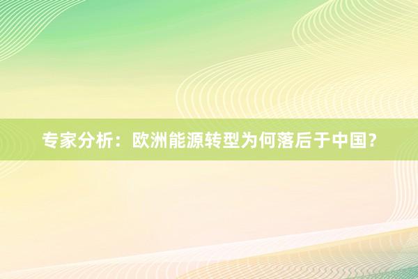 专家分析：欧洲能源转型为何落后于中国？