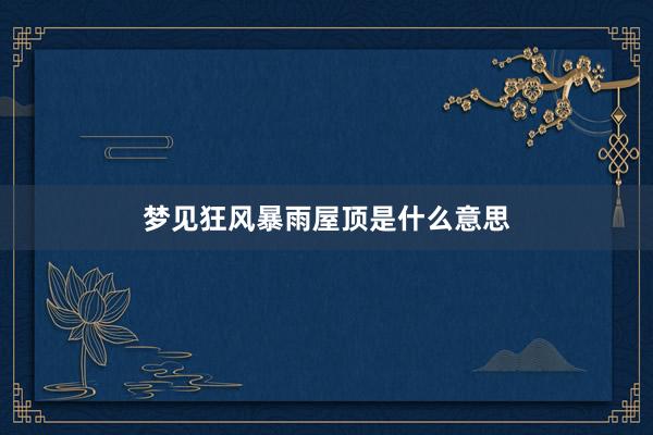 梦见狂风暴雨屋顶是什么意思