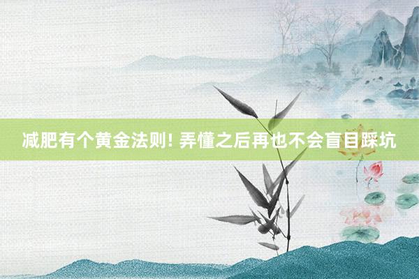 减肥有个黄金法则! 弄懂之后再也不会盲目踩坑